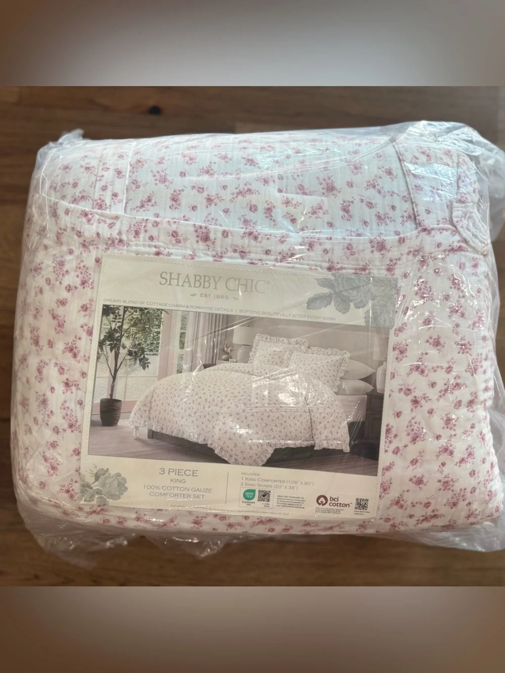 SHABBY CHIC 3pc cotton gauze ruffle‎ ditsy floral comforter set